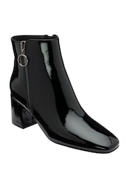 Lotus Black Patent Heeled Ankle Boots - Image 1 of 4