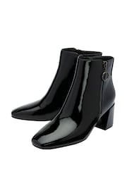 Lotus Black Patent Heeled Ankle Boots - Image 2 of 4
