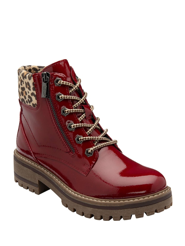 Lotus Red Zip-Up Ankle Boots - Image 1 of 4 Lotus Red Zip-Up Ankle Boots - Image 1 of 4