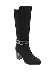 Lotus Black Heeled Knee High Boots - Image 1 of 4
