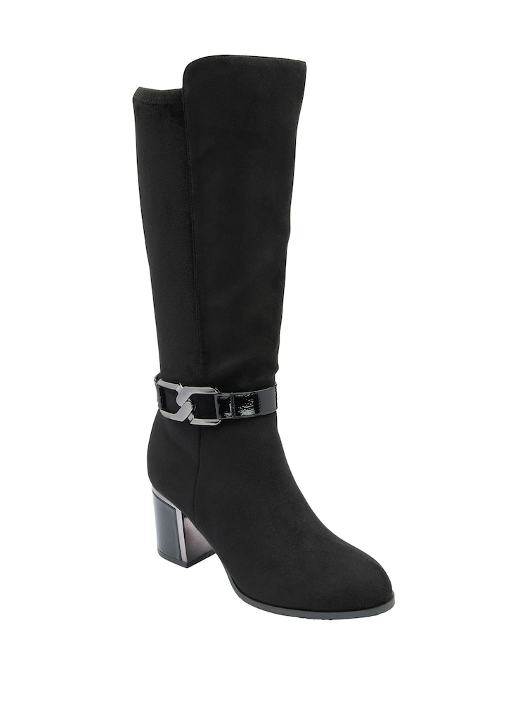 Lotus Black Heeled Knee High Boots - Image 1 of 4 Lotus Black Heeled Knee High Boots - Image 1 of 4