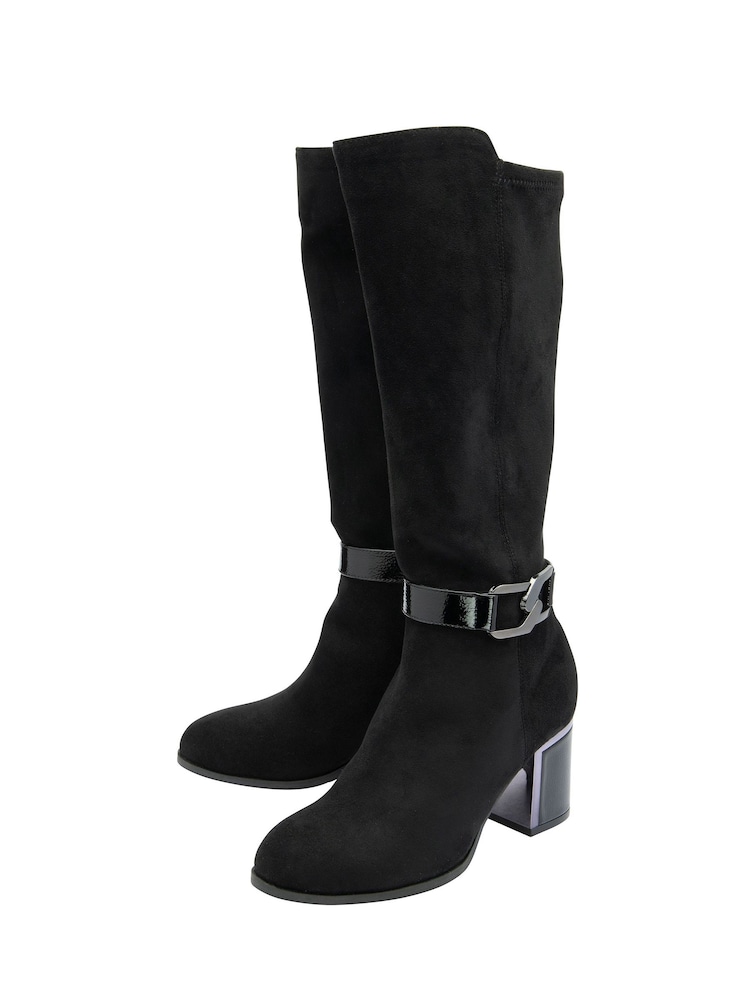 Lotus Black Heeled Knee High Boots - Image 2 of 4 Lotus Black Heeled Knee High Boots - Image 2 of 4