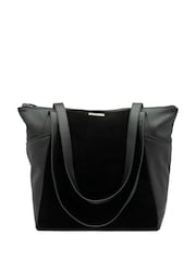 Lotus Black Leather & Suede Tote Bag - Image 1 of 4
