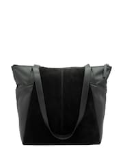 Lotus Black Leather & Suede Tote Bag - Image 2 of 4