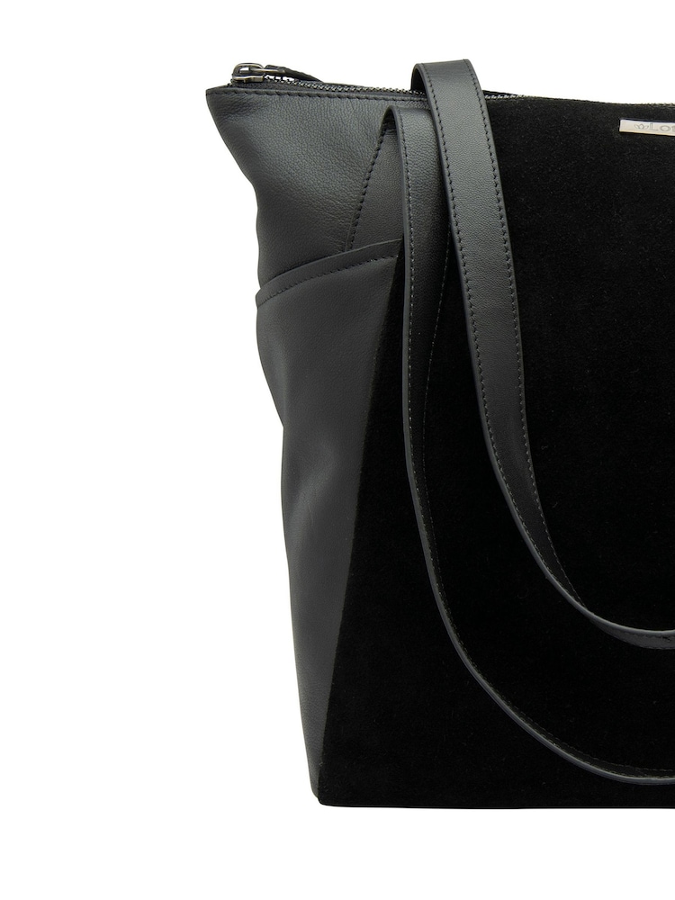 Lotus Black Leather & Suede Tote Bag - Image 4 of 4