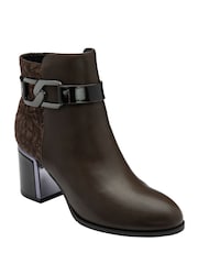 Lotus Brown Heeled Ankle Boots - Image 1 of 4