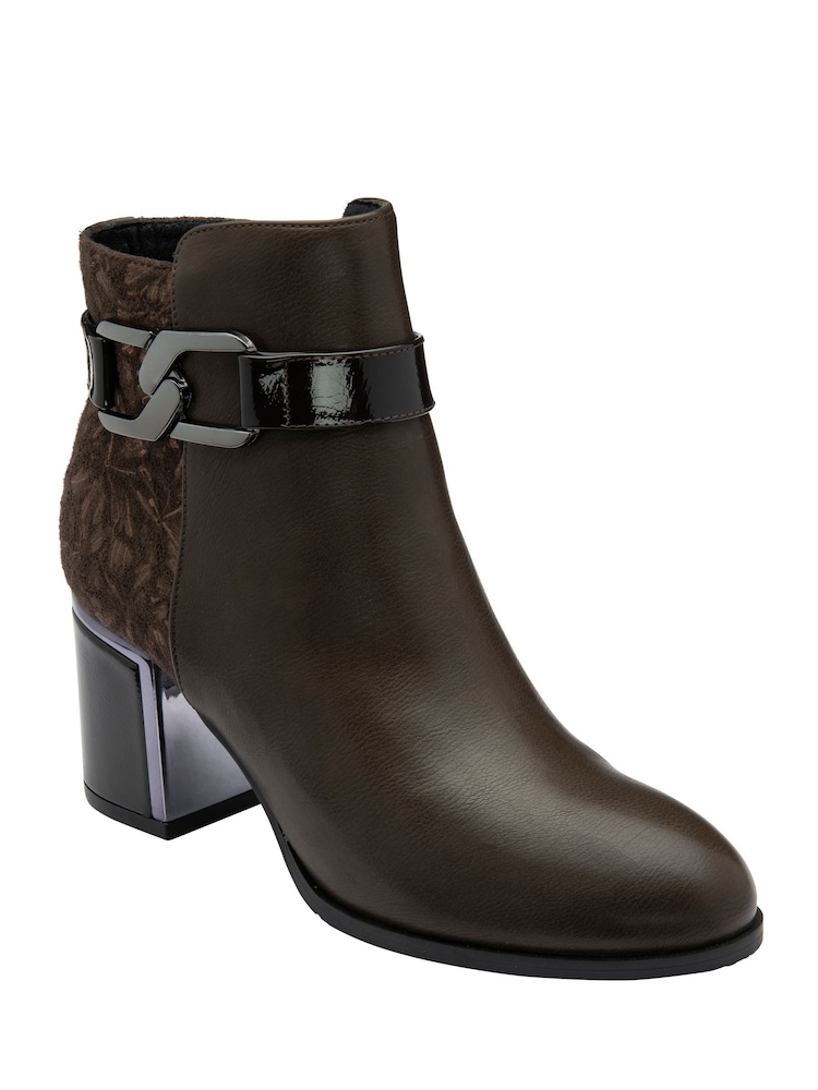 Lotus Brown Heeled Ankle Boots - Image 1 of 4 Lotus Brown Heeled Ankle Boots - Image 1 of 4