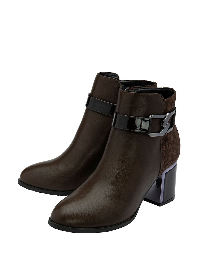 Lotus Brown Heeled Ankle Boots - Image 2 of 4 Lotus Brown Heeled Ankle Boots - Image 2 of 4