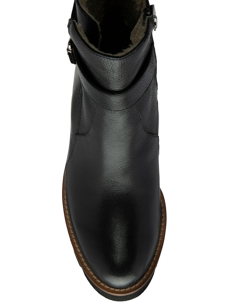 Lotus Black Leather Wedge Ankle Boots - Image 4 of 4