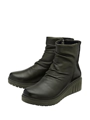 Lotus Green Leather Wedge Ankle Boots - Image 2 of 4