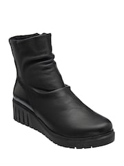 Lotus Black Leather Wedge Ankle Boots - Image 1 of 4