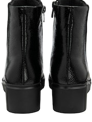 Lotus Black Leather Wedge Ankle Boots - Image 3 of 4