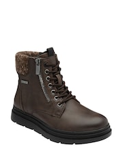 Lotus Brown Zip-Up Ankle Boots - Image 1 of 4