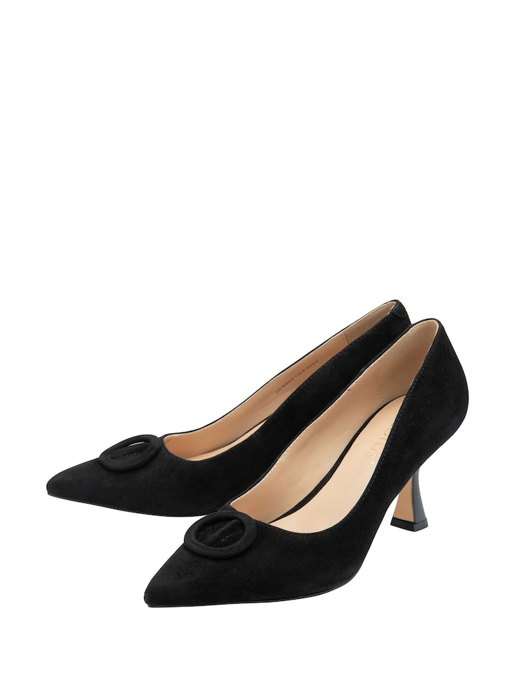 Lotus Black Suede Court Shoes - Image 2 of 4