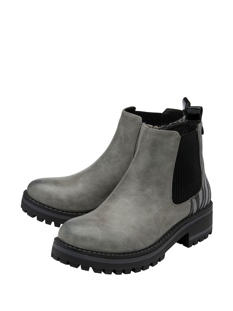 Lotus Grey Zip-Up Ankle Boots - Image 2 of 4
