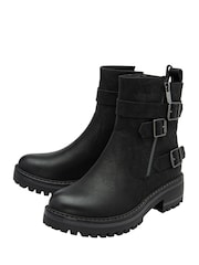 Lotus Black Zip-Up Biker Boots - Image 2 of 4