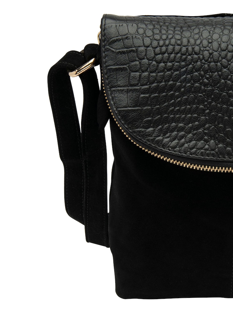 Lotus Black Suede Handbag - Image 4 of 4