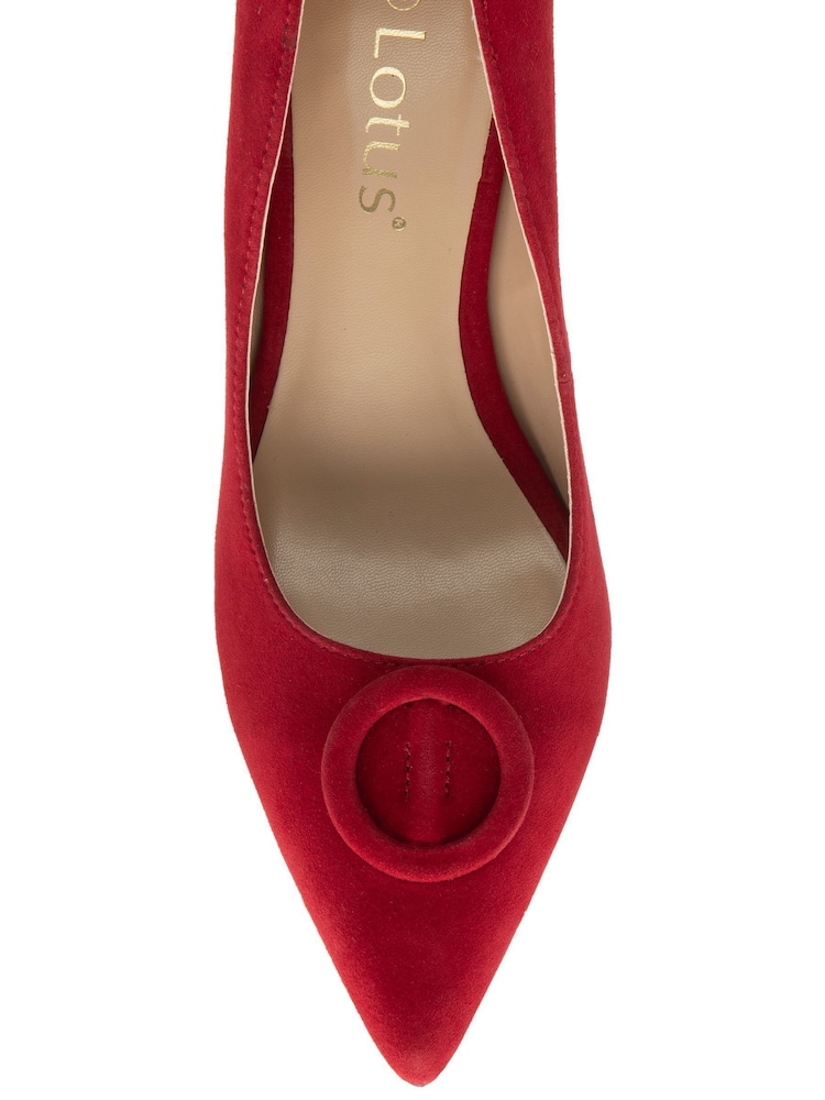 Lotus Red Suede Court Shoes - Image 4 of 4