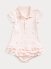 Polo Ralph Lauren Baby All-Over-Pony Print Polo Ruffle Dress Romper - Imagen 1 de 2
