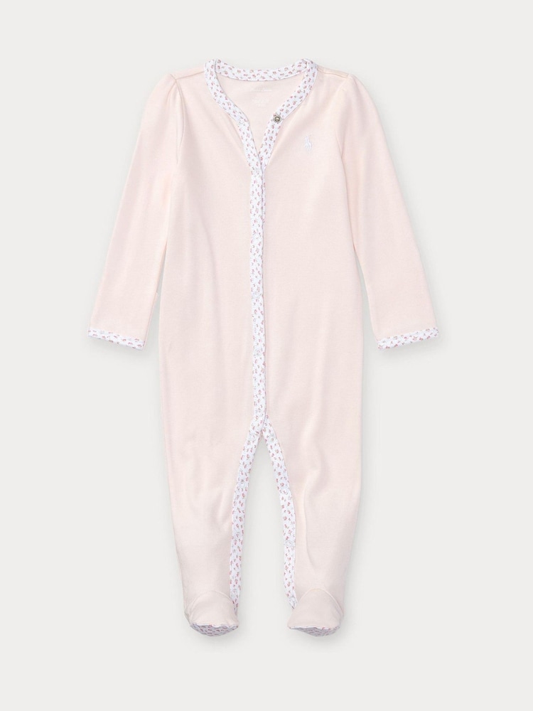 Polo Ralph Lauren Pink Baby One Piece Sleepsuit Coverall - Image 1 of 2 Polo Ralph Lauren Pink Baby One Piece Sleepsuit Coverall - Image 1 of 2
