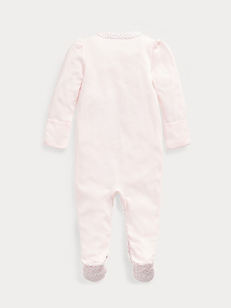 Polo Ralph Lauren Pink Baby One Piece Sleepsuit Coverall - Image 2 of 2 Polo Ralph Lauren Pink Baby One Piece Sleepsuit Coverall - Image 2 of 2