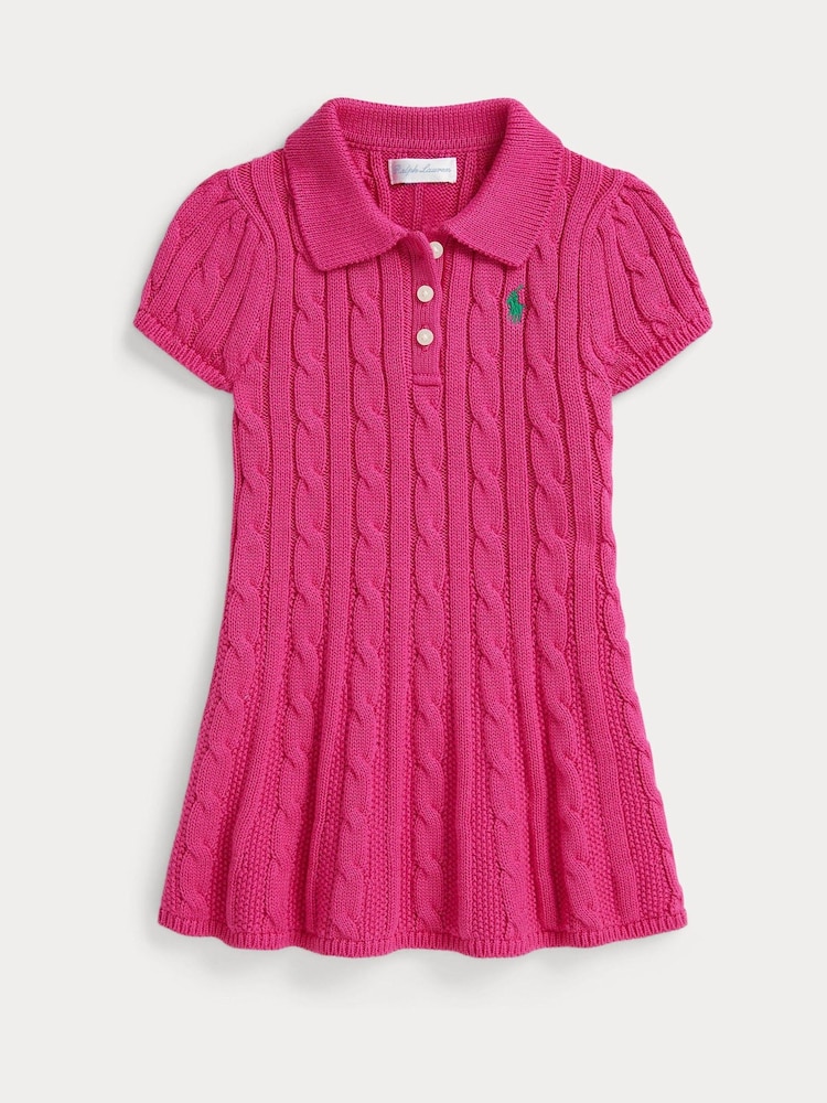 Polo Ralph Lauren Pink Baby Girls Cable Knit Polo Dress - Image 1 of 3