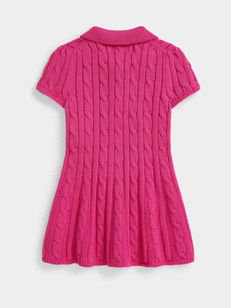 Polo Ralph Lauren Pink Baby Girls Cable Knit Polo Dress - Image 2 of 3