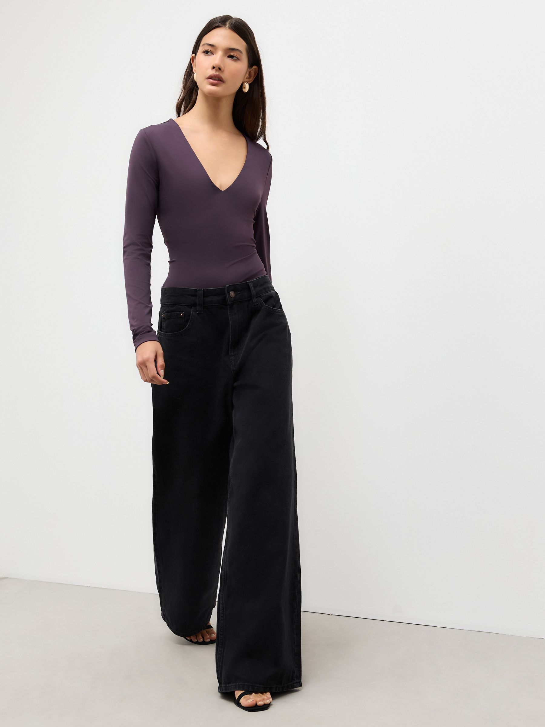 Buy Plum Purple V-Neck Long Sleeve Soft Touch Nylon Top from Next USA