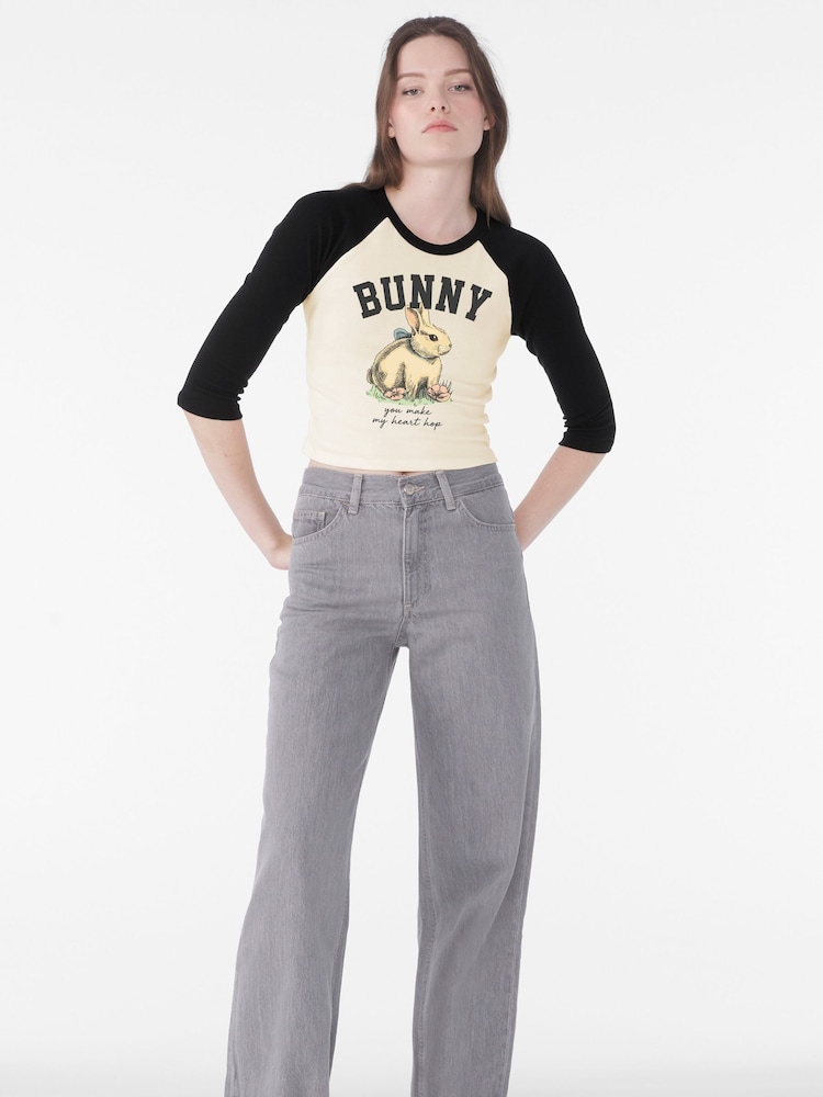 Brands In Natural Bunny Happy Graphic T-Shirt - Image 1 of 3