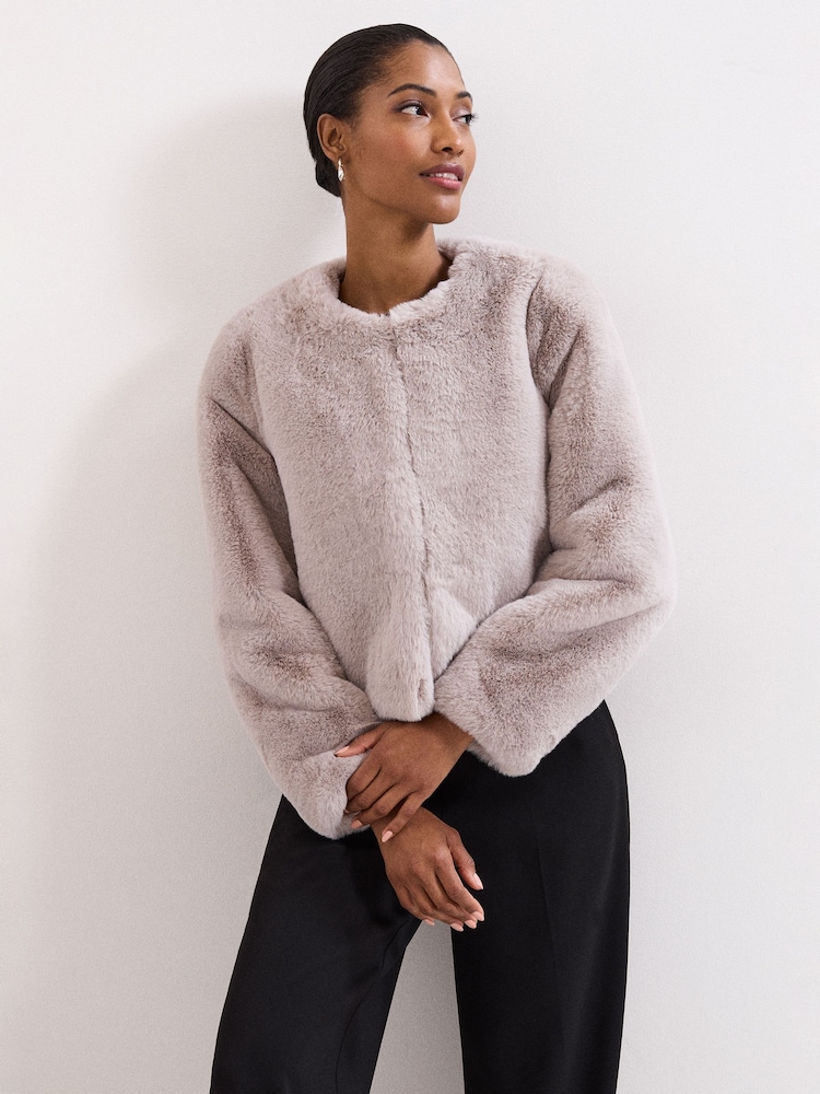 Phase Eight Grey Crystal Fur Coat - Image 1 of 7