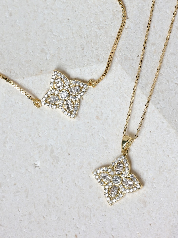 Jon Richard Gold Tone Crystal Clover Bracelet - Image 2 of 4