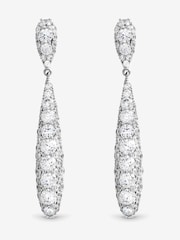 Jon Richard Silver Tone Pave Long Drop Earrings - Image 1 of 3