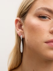 Jon Richard Silver Tone Pave Long Drop Earrings - Image 2 of 3
