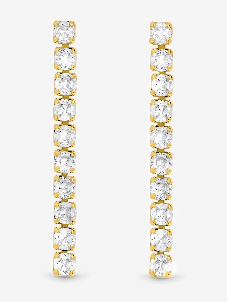 Jon Richard Gold Tone Cubic Zirconia Round Tennis Earrings Gift Box - Image 1 of 4