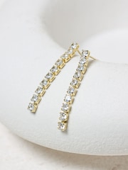 Jon Richard Gold Tone Cubic Zirconia Round Tennis Earrings Gift Box - Image 2 of 4