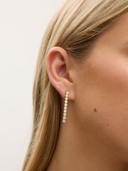 Jon Richard Gold Tone Cubic Zirconia Round Tennis Earrings Gift Box - Image 4 of 4