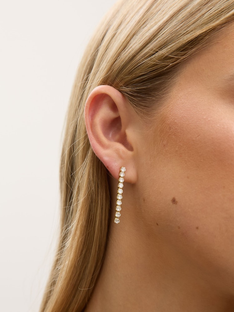 Jon Richard Gold Tone Cubic Zirconia Round Tennis Earrings Gift Box - Image 4 of 4