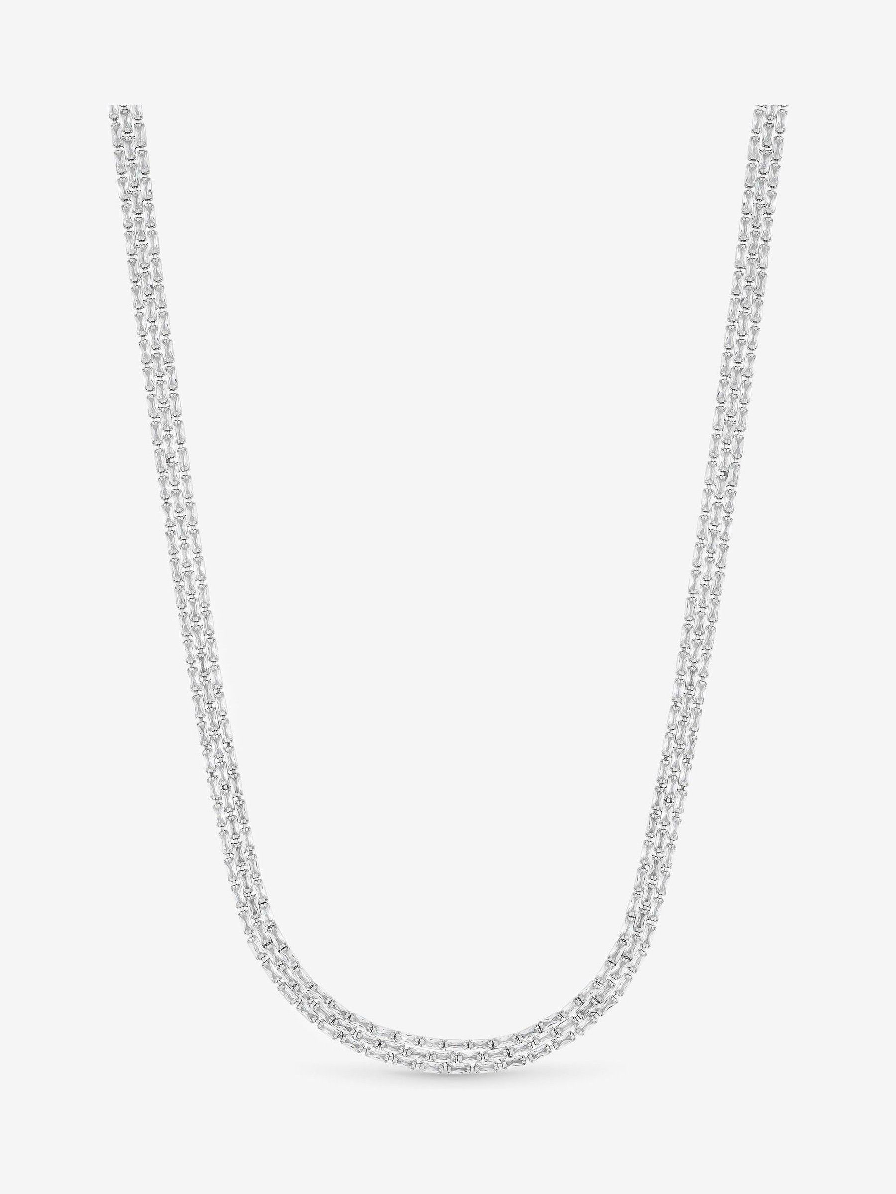 Jon Richard Silver Tone Cubic Zirconia Baguette Necklace