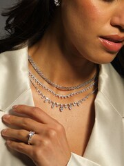 Jon Richard Silver Tone Cubic Zirconia Baguette Necklace - Image 2 of 4