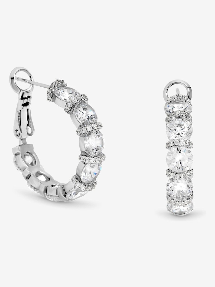 Jon Richard Tone Cubic Zirconia Round Stone Hoop Earrings - صورة 1 من 3