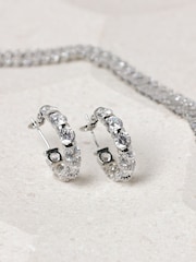 Jon Richard Tone Cubic Zirconia Round Stone Hoop Earrings - صورة 2 من 3