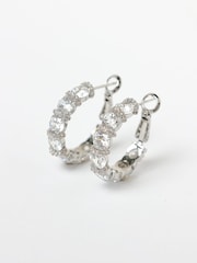 Jon Richard Tone Cubic Zirconia Round Stone Hoop Earrings - صورة 3 من 3