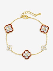 Jon Richard Gold Tone Pave Red Clover Bracelet - Image 1 of 4