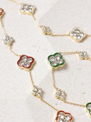 Jon Richard Gold Tone Pave Red Clover Bracelet - Image 2 of 4