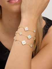 Jon Richard Gold Tone Pave Red Clover Bracelet - Image 4 of 4