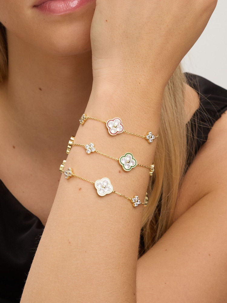 Jon Richard Gold Tone Pave Red Clover Bracelet - Image 4 of 4 Jon Richard Gold Tone Pave Red Clover Bracelet - Image 4 of 4