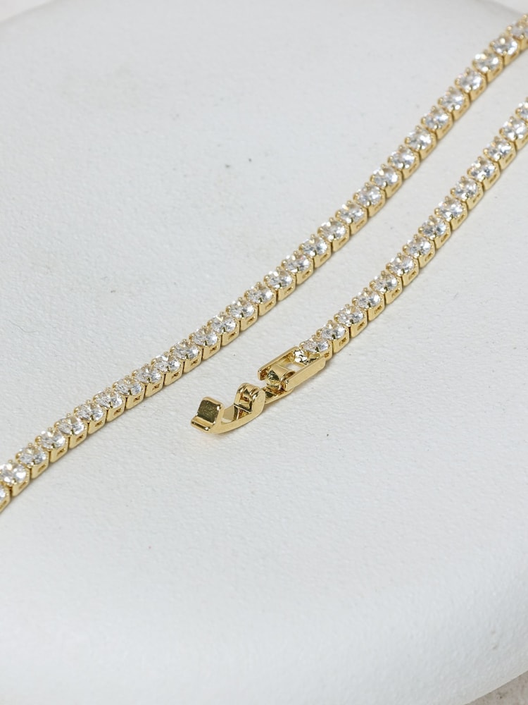 Jon Richard Gold Tone Cubic Zirconia Round Tennis Necklace - Image 2 of 4