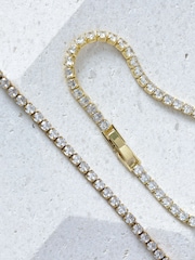 Jon Richard Gold Tone Cubic Zirconia Round Tennis Necklace - Image 3 of 4