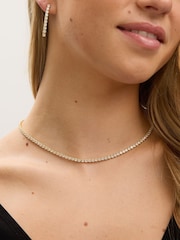 Jon Richard Gold Tone Cubic Zirconia Round Tennis Necklace - Image 4 of 4
