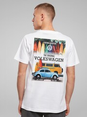 All + Every White Volkswagen Surfing Adventure Beetle & Camper Back Print Mens T-Shirt - Image 2 of 4